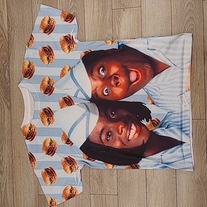 GOOD BURGER Movie Blue White Burgers Pattern All Over Print M Short Sleeve Shirt